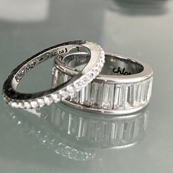 Baguette + Stone Stackable Duo Rings - NEW - Picture 2 of 3